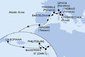 Itálie, Francie, Španělsko, Maroko, Antigua a Barbuda, Svatý Martin, Svatý Kryštof a Nevis, Dominikánská republika z Civitavecchia na lodi MSC Opera