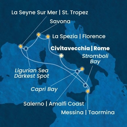 Itálie, Francie z Civitavecchia na lodi Costa Fascinosa
