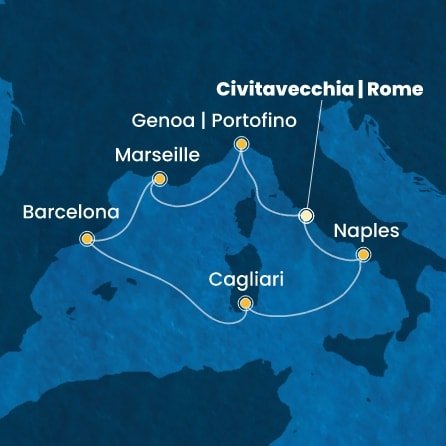 Itálie, Francie, Španělsko z Civitavecchia na lodi Costa Smeralda