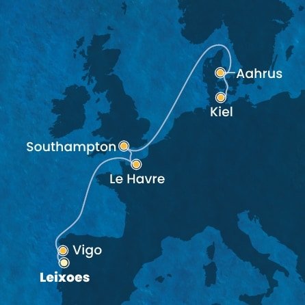 Portugalsko, Španělsko, Francie, Velká Británie, Dánsko, Německo z Leixoesu na lodi Costa Diadema
