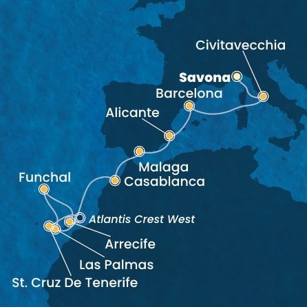 Itálie, Španělsko, Maroko, Portugalsko ze Savony na lodi Costa Pacifica