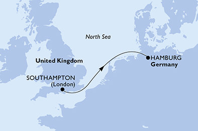 Velká Británie, Německo ze Southamptonu na lodi MSC Preziosa