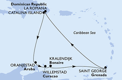 Dominikánská republika, Aruba, Curacao, Bonaire, Grenada z La Romany na lodi MSC Opera