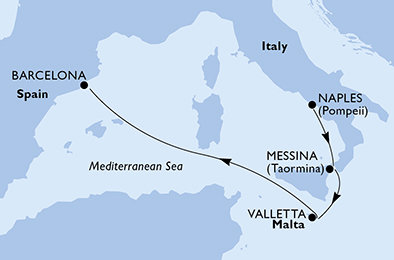 Itálie, Malta, Španělsko z Neapole na lodi MSC Magnifica