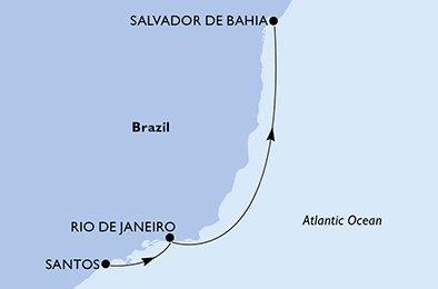 Brazílie ze Santosu na lodi MSC Divina