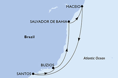 Brazílie z Maceia na lodi MSC Virtuosa