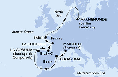 Francie, Španělsko, Německo z Marseille na lodi MSC Magnifica