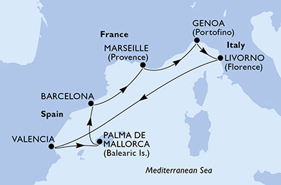Španělsko, Francie, Itálie z Barcelony na lodi MSC Sinfonia