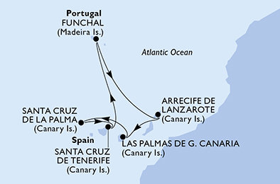 Španělsko, Portugalsko z Las Palmas na lodi MSC Fantasia