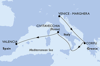 Itálie, Řecko, Španělsko z Marghery na lodi MSC Lirica
