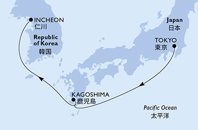 Japonsko, Jižní Korea z Tokia na lodi MSC Bellissima