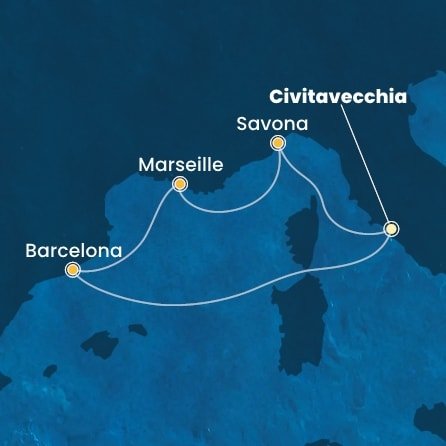 Itálie, Francie, Španělsko z Civitavecchia na lodi Costa Pacifica