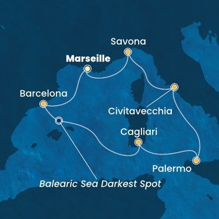 Francie, Španělsko, Itálie z Marseille na lodi Costa Smeralda