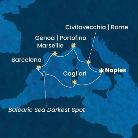 Itálie, Francie, Španělsko z Neapole na lodi Costa Smeralda