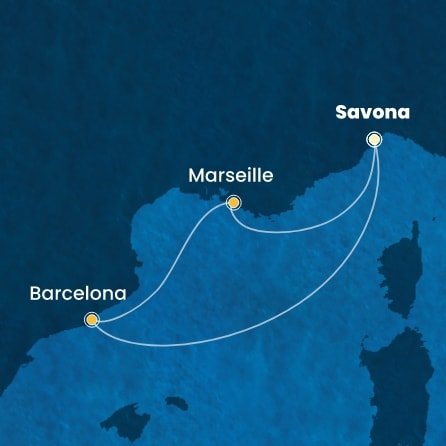 Itálie, Španělsko, Francie ze Savony na lodi Costa Favolosa
