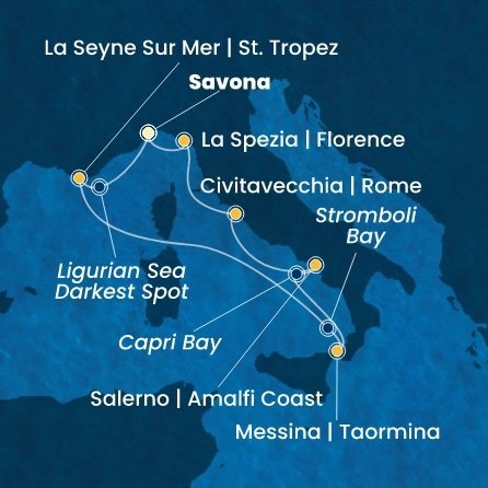 Itálie, Francie ze Savony na lodi Costa Fascinosa