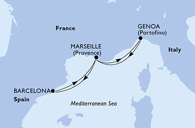 Španělsko, Francie, Itálie z Barcelony na lodi MSC Magnifica