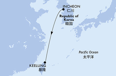 Jižní Korea, Tchaj-wan z Inčchonu na lodi MSC Bellissima