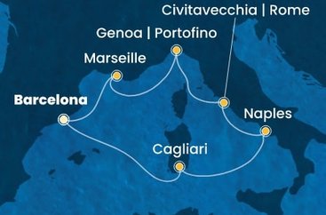 Španělsko, Itálie, Francie z Barcelony na lodi Costa Smeralda