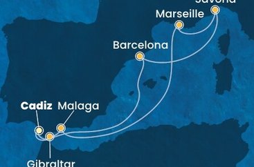 Španělsko, Velká Británie, Francie, Itálie z Cádizu na lodi Costa Diadema