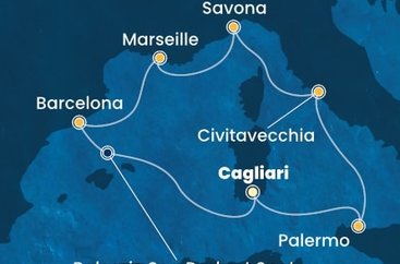 Itálie, Francie, Španělsko z Cagliari na lodi Costa Smeralda