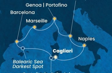 Itálie, Francie, Španělsko z Cagliari na lodi Costa Smeralda