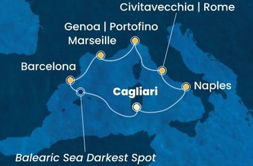Itálie, Francie, Španělsko z Cagliari na lodi Costa Smeralda