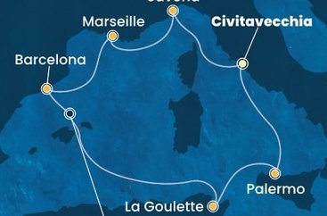 Itálie, Francie, Španělsko, Tunisko z Civitavecchia na lodi Costa Pacifica