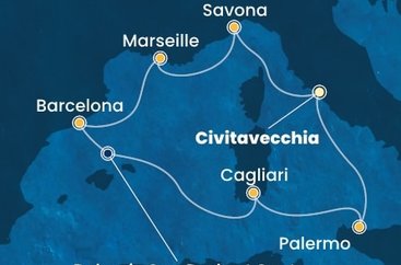 Itálie, Francie, Španělsko z Civitavecchia na lodi Costa Pacifica