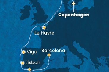 Dánsko, Francie, Španělsko, Portugalsko z Kodaně na lodi Costa Diadema
