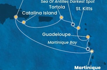 Martinik, Guadeloupe, Svatý Kryštof a Nevis, Britské Panenské ostrovy, Dominikánská republika z Fort-de-France na lodi Costa Favolosa