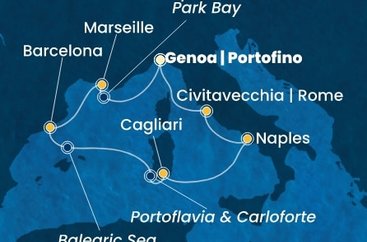 Itálie, Francie, Španělsko z Janova na lodi Costa Smeralda