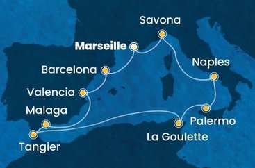 Francie, Itálie, Tunisko, Maroko, Španělsko z Marseille na lodi Costa Pacifica