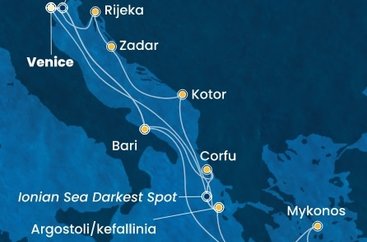 Itálie, Řecko, Černá Hora, Chorvatsko z Marghery na lodi Costa Deliziosa