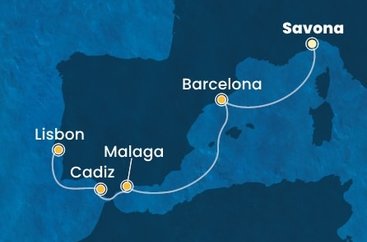 Itálie, Španělsko, Portugalsko ze Savony na lodi Costa Diadema