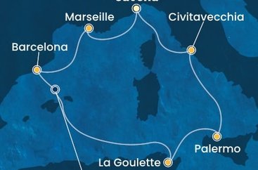 Itálie, Francie, Španělsko, Tunisko ze Savony na lodi Costa Pacifica