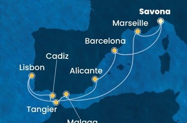 Itálie, Španělsko, Portugalsko, Maroko, Francie ze Savony na lodi Costa Diadema
