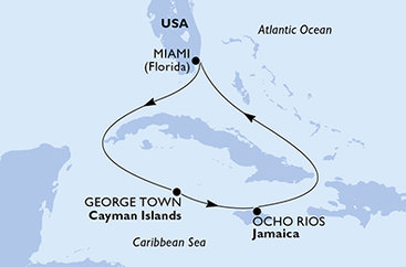 USA, Kajmanské ostrovy, Jamajka z Miami na lodi MSC Poesia