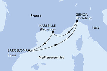 Španělsko, Itálie, Francie z Barcelony na lodi MSC Magnifica