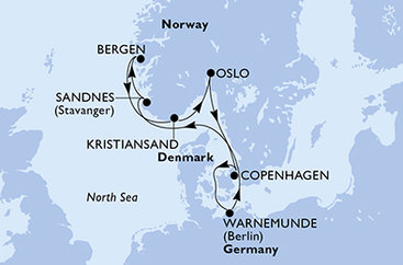Německo, Norsko, Dánsko z Warnemünde na lodi MSC Magnifica