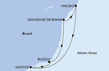 Brazílie z Maceia na lodi MSC Virtuosa