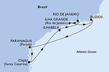 Brazílie z Rio de Janeira na lodi MSC Musica