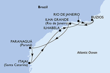 Brazílie na lodi MSC Musica